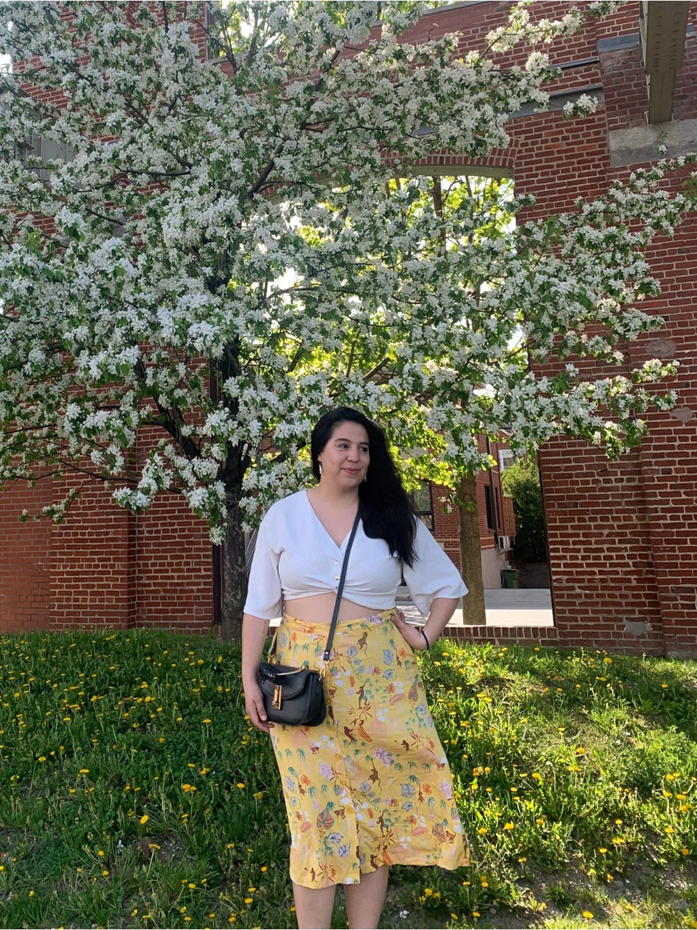 Simons Button up yellow pattern skirt